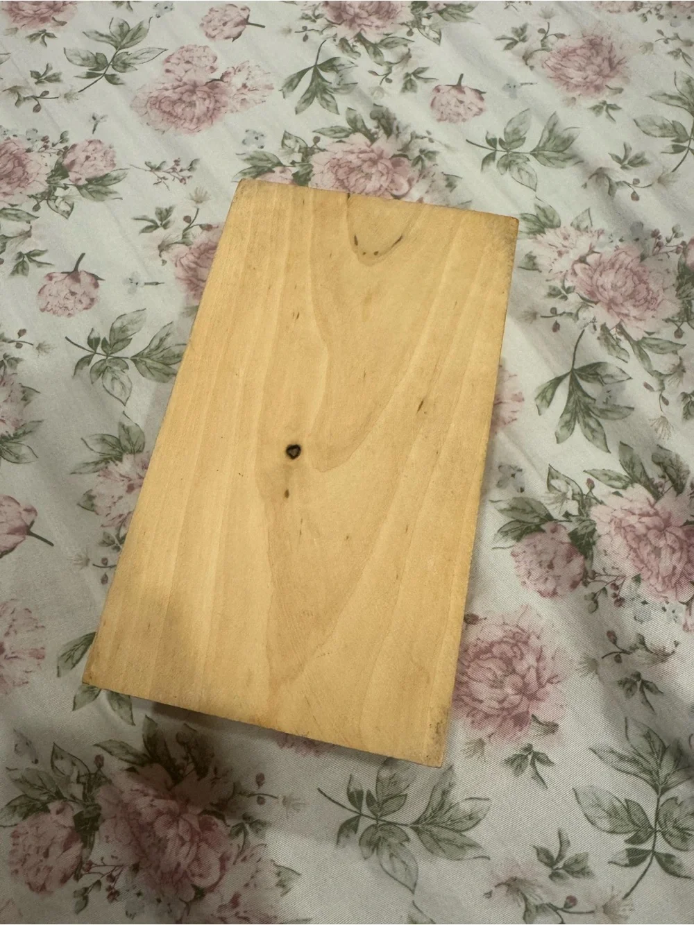 Hand-Painted Wooden Keepsake Box with Geometric Inlay
